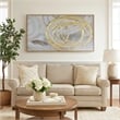 Benjara 51 x 81 Framed Canvas Oil Painting- Abstract- Natural Fiber- Gray- Gold