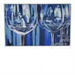 Benjara 49 x 59 Framed Canvas Oil Painting- 2 Wine Glasses- Blue and White