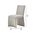 Benjara Rox Dining Chair Set of 2- Cushioned Gray Boucle Polyester- Brushed Gold