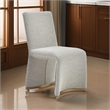 Benjara Rox Dining Chair Set of 2- Cushioned Gray Boucle Polyester- Brushed Gold
