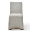 Benjara Rox Dining Chair Set of 2- Cushioned Gray Boucle Polyester- Brushed Gold