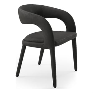 Benjara Cid Taya 24&quot Dining Chair- Open Back- Cushioned Black Faux Leather