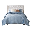 Benjara Ahab 3pc King Size Quilt & Pillow Sham Set- Dutch Velvet Face- Spa Blue