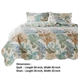 Benjara Wade 3pc Full/Queen Quilt Set with Sham- Jade Blue Coastal Microfiber