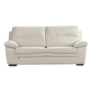 Benjara Nia Sofa- Ivory Italian Leather- Pillow Top Arms- Foam Cushions- 80 Inch