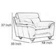 Benjara Rory Accent Chair-White Italian Leather-Foam Cushions-Angled Metal Legs