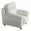 Benjara Rory Accent Chair-White Italian Leather-Foam Cushions-Angled Metal Legs