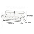 Benjara Rory Loveseat- Plush White Top Grain Leather- Angled Metal Legs- 72 Inch