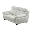 Benjara Rory Loveseat- Plush White Top Grain Leather- Angled Metal Legs- 72 Inch