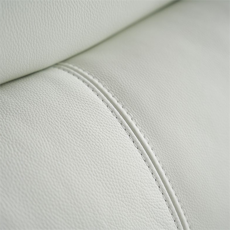 Benjara Rory Loveseat- Plush White Top Grain Leather- Angled Metal Legs- 72 Inch