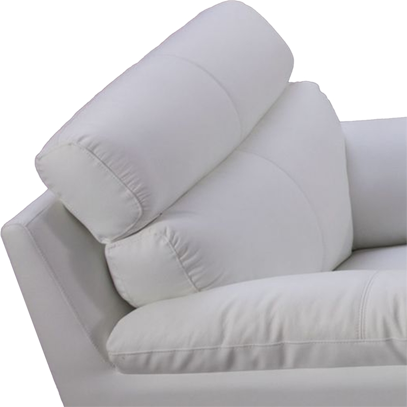 Benjara Justin Accent Chair- Light Blue Top Grain Leather- Cushions- Steel Legs