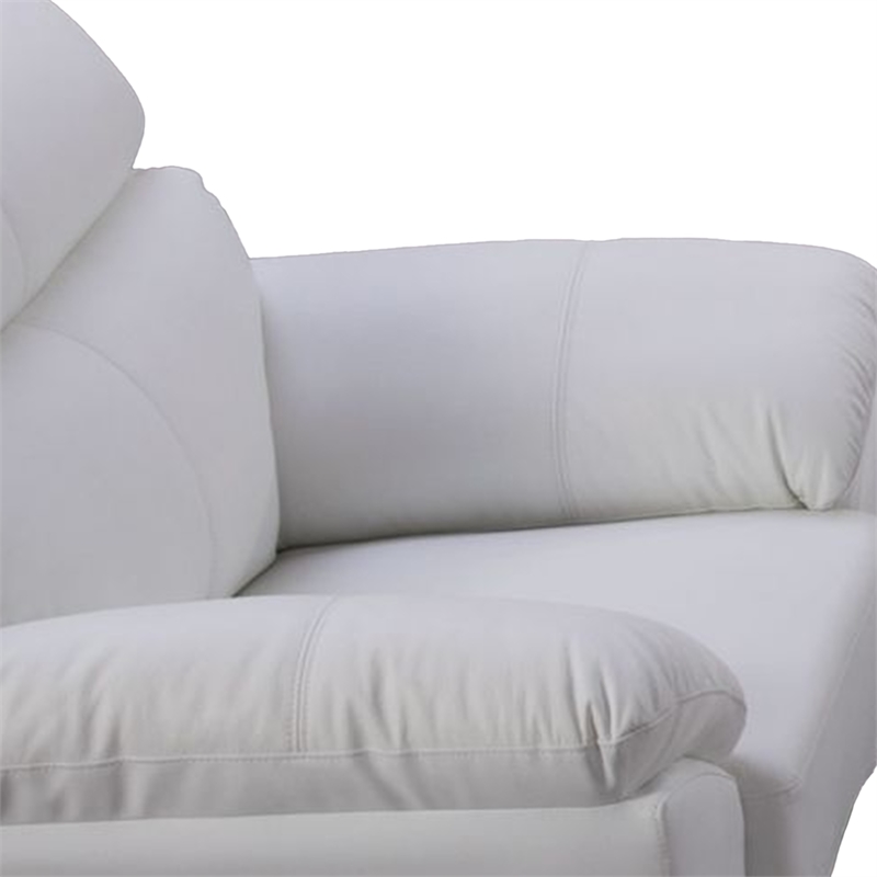 Benjara Justin Accent Chair- Light Blue Top Grain Leather- Cushions- Steel Legs