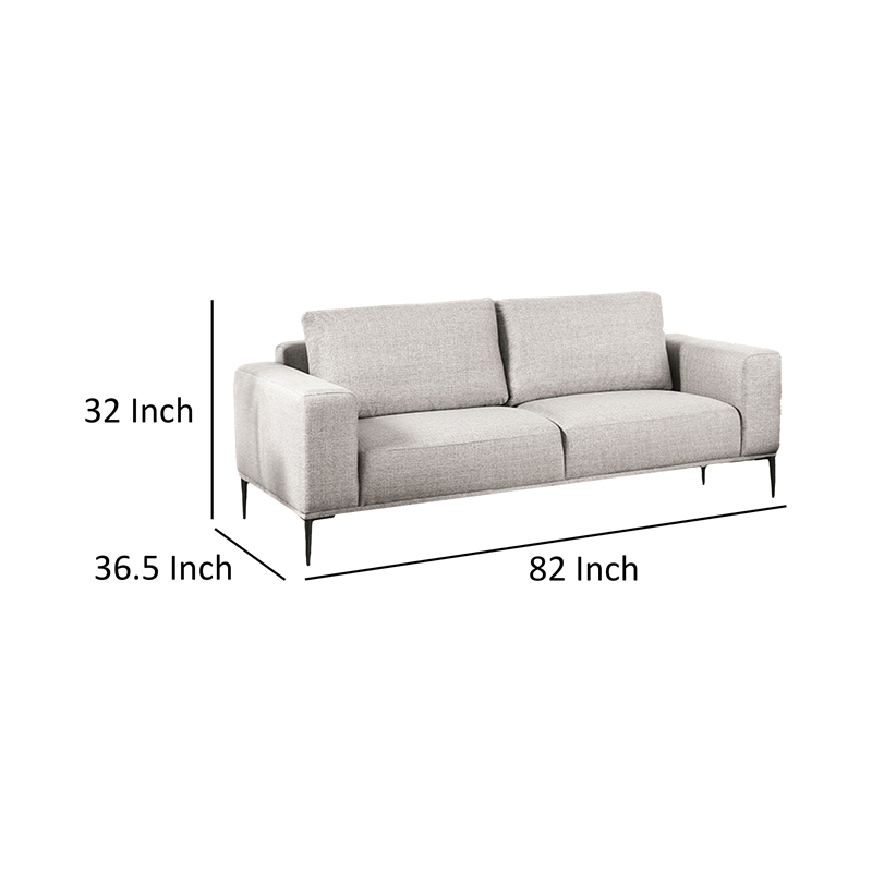 Benjara Kevin Sofa- Gray Chenille- Modern Track Arms- Solid Wood- 82 Inch