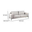 Benjara Kevin Sofa- Gray Chenille- Modern Track Arms- Solid Wood- 82 Inch