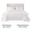 Benjara Xumi 3pc Cal King Quilt and Pillow Sham Set- Channel Style Antique White