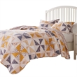Benjara Jey 2pc XL Twin Quilt & Pillow Sham Set- Patchwork Pinwheel Print- Peach