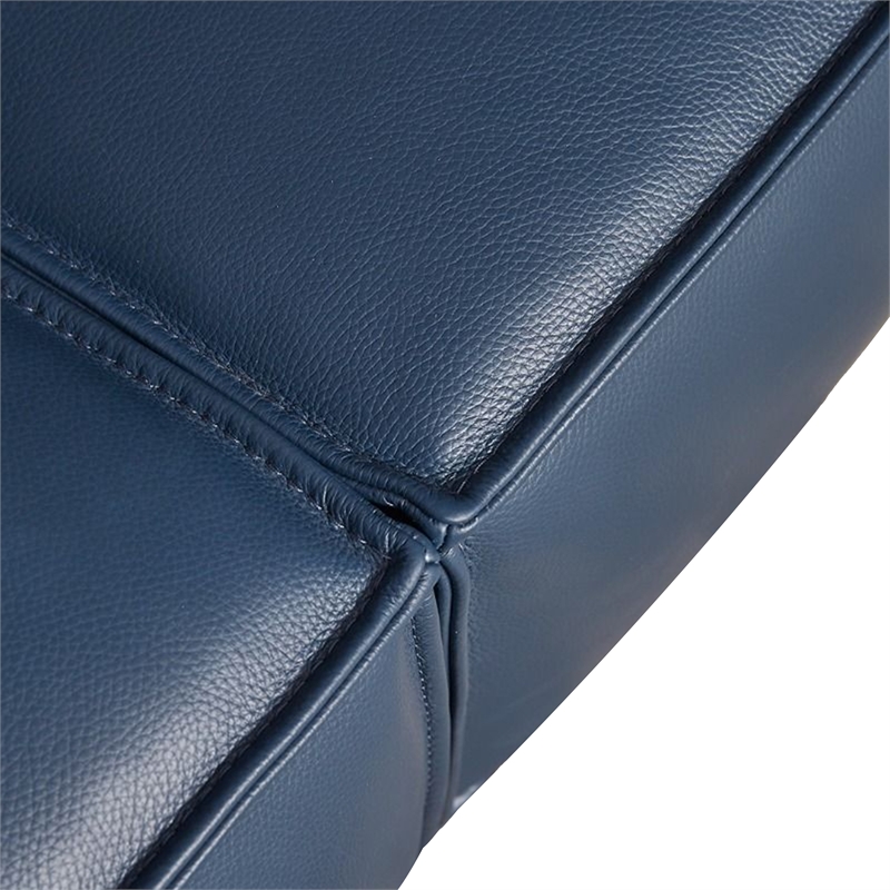 Benjara Kevin Accent Chair- Navy Blue Full Grain Leather