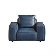 Benjara Kevin Accent Chair- Navy Blue Full Grain Leather