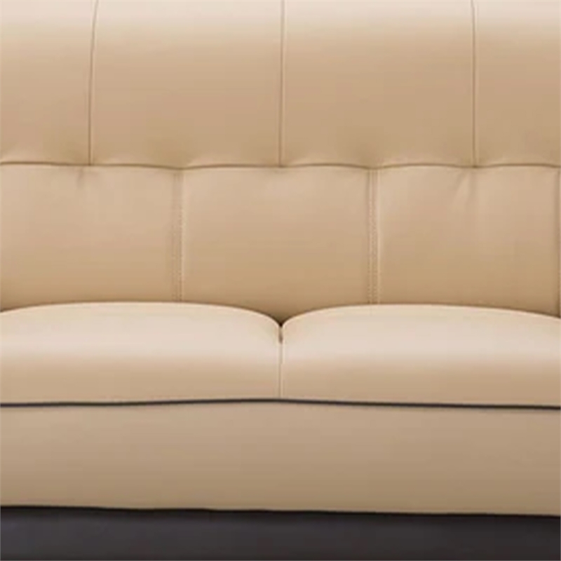 Benjara Diana Loveseat- 2 Tone Brown- Beige Genuine Leather- Pillow Arms- 67