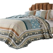 Benjara Ello 3pc Queen Bedspread and Pillow Sham Set- Bohemian Multicolor Print