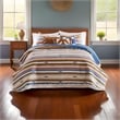 Benjara Rey 3pc Cal King Quilt & Pillow Sham Set-Ivory Multicolor Chevron Design