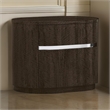 Benjara Cary Nightstand with Storage- Dark Walnut Brown- Steel Handle- 28 Inch