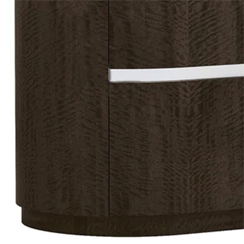 Benjara Cary Nightstand with Storage- Dark Walnut Brown- Steel Handle- 28 Inch