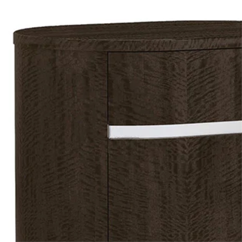 Benjara Cary Nightstand with Storage- Dark Walnut Brown- Steel Handle- 28 Inch