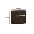 Benjara Cary Nightstand with Storage- Dark Walnut Brown- Steel Handle- 28 Inch