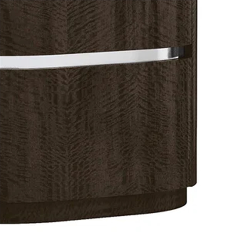 Benjara Cary Nightstand with Storage- Dark Walnut Brown- Steel Handle- 28 Inch