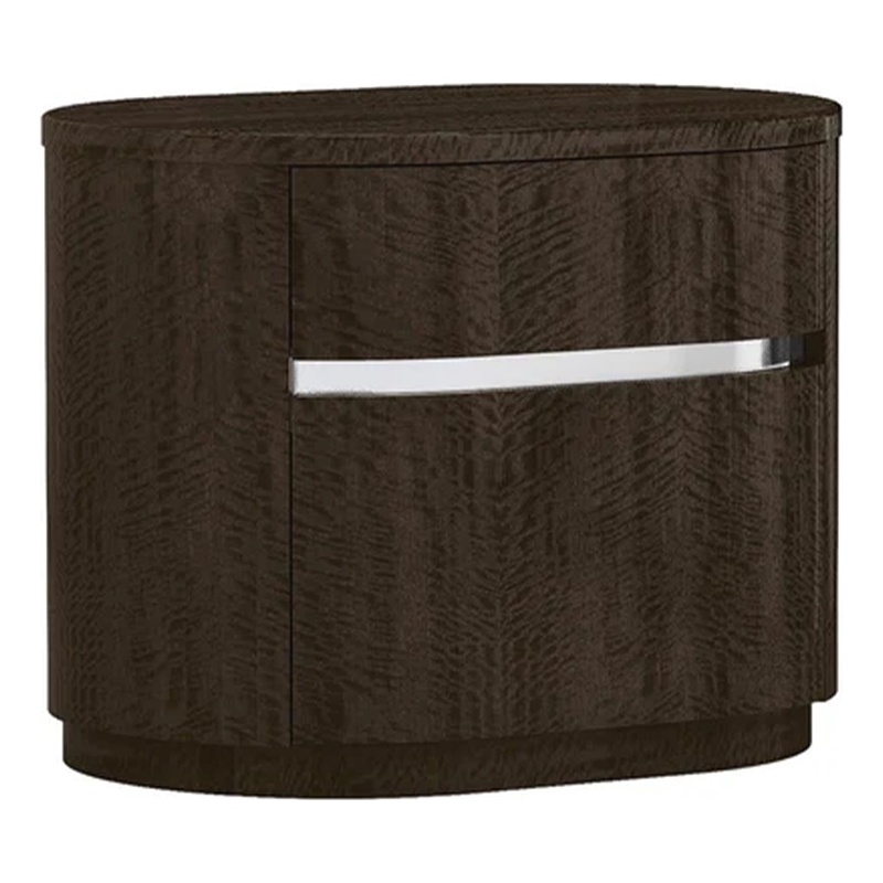 Benjara Cary Nightstand with Storage- Dark Walnut Brown- Steel Handle- 28 Inch