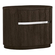 Benjara Cary Nightstand with Storage- Dark Walnut Brown- Steel Handle- 28 Inch