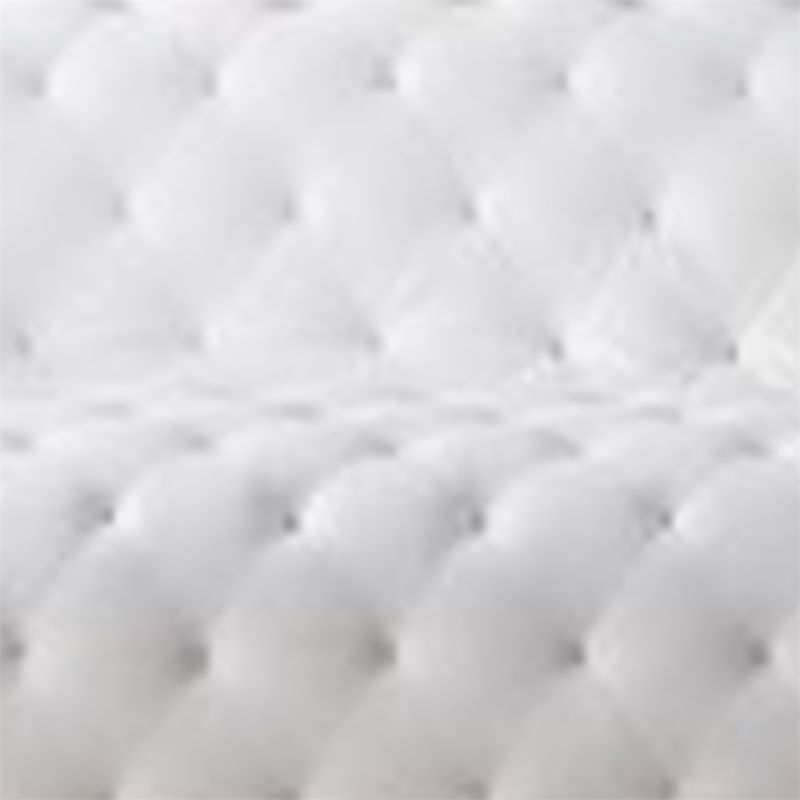 Benjara Sam Sofa- White Tufted Faux Leather- Throw Pillows- Steel Legs- 90 Inch