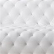 Benjara Sam Sofa- White Tufted Faux Leather- Throw Pillows- Steel Legs- 90 Inch