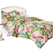 Benjara Heli 3pc Full to Queen Duvet & Pillow Sham Set-Multicolor Tropical Print