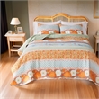 Benjara Nite 3pc Full/Queen Quilt Set- Calico Floral & Songbird Pattern- Cotton