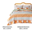 Benjara Nite 3pc King Quilt Set-Calico Floral Songbird Pattern-Cotton Microfiber
