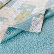 Benjara Evane 3pc Full/Queen Quilt Set- Floral Design- Mist Blue & White Cotton