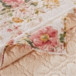 Benjara Givi 3pc Full/Queen Quilt Set- Floral Pattern- Beige Buttercup Cotton
