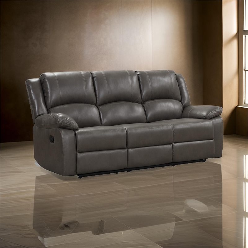 Benjara Lizzy Sofa- Manual Reclining- Pillow Arms- 82