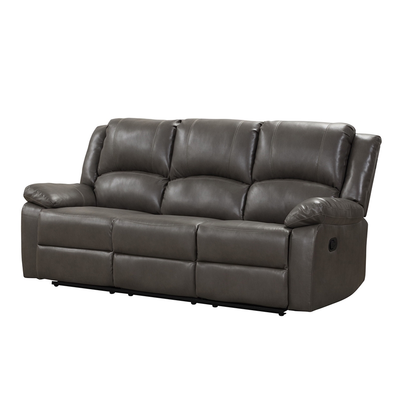 Benjara Lizzy Sofa- Manual Reclining- Pillow Arms- 82