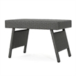 Benjara Mach Snack Table- Dark Gray Outdoor Safe Wicker and Iron Frame- 24 Inch