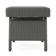 Benjara Mach Snack Table- Dark Gray Outdoor Safe Wicker and Iron Frame- 24 Inch