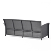 Benjara Sony Sofa- 3 Seater Outdoor Rattan Wicker- Iron- Gray Fabric- 73 Inch