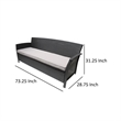 Benjara Sony Sofa- 3 Seater Outdoor Rattan Wicker- Iron- Gray Fabric- 73 Inch