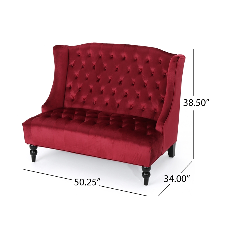 Benjara Lanny Loveseat Settee Wingback Bench Bench 50