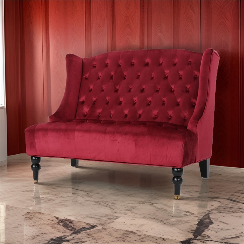 Benjara Lanny Loveseat Settee Wingback Bench Bench 50