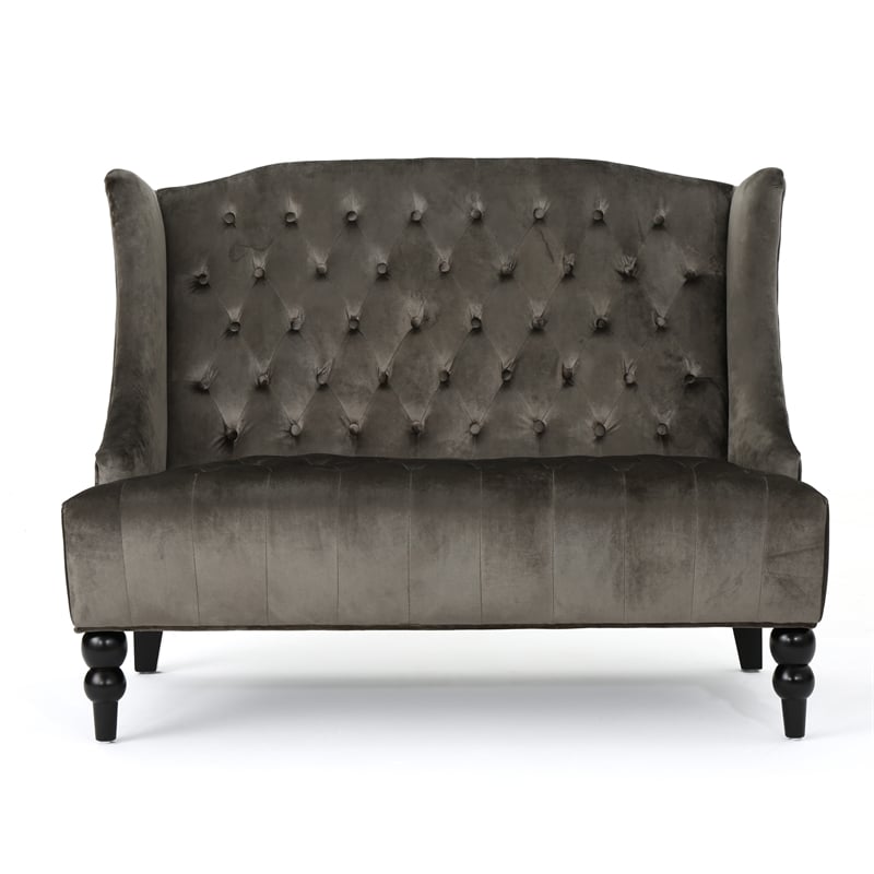 Benjara Lanny Loveseat Settee- Wingback Bench 50