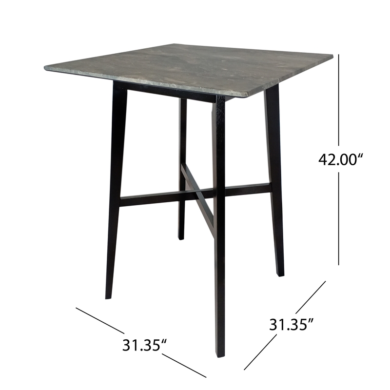 Benjara Bar Height Table- Laminate Paladina Marble Top- 42