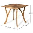 Benjara Olen Outdoor Dining Table- Slatted Square 32 Inch- Brown Acacia Wood